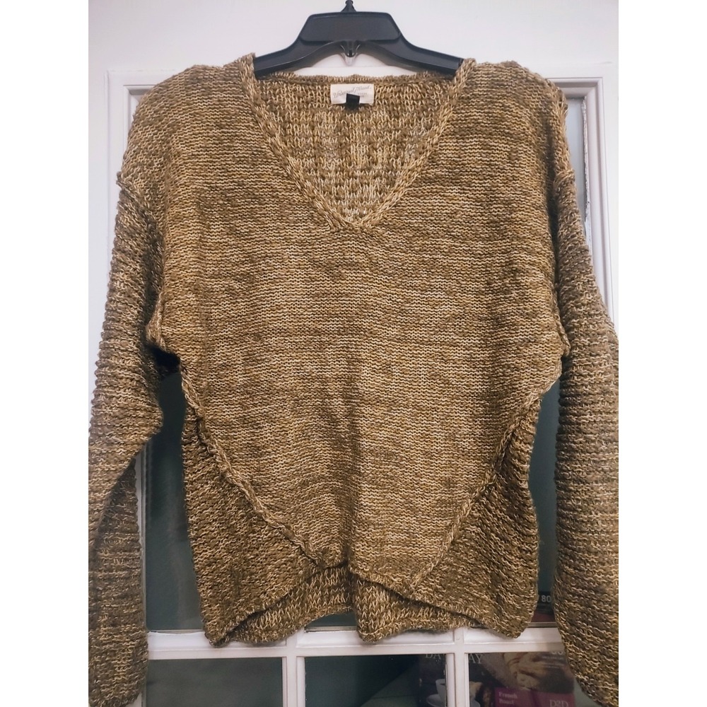 Universal Thread Goods Co S Brown 100% Cotton V Neck Oversized Knit Sweater